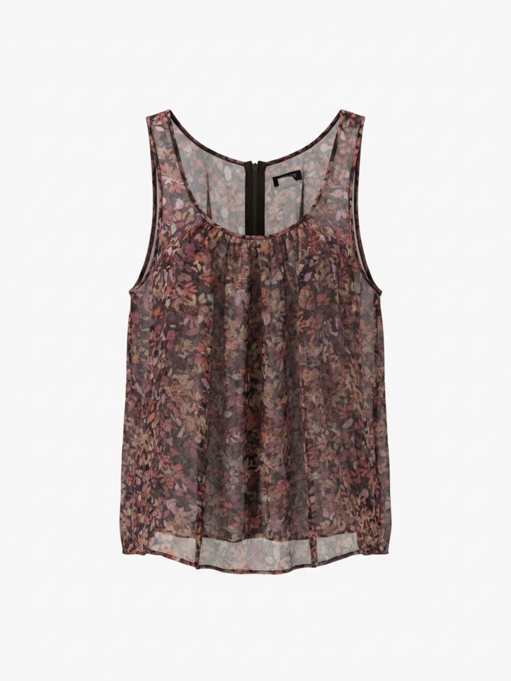 J. Crew Floral Sheer Tank - Burgundy & Multi